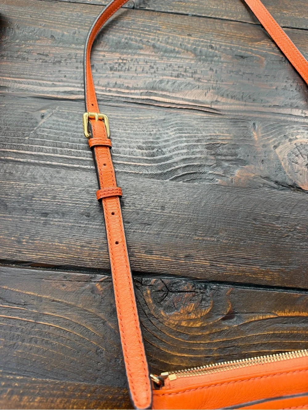 Michael Kors Orange Leather Crossbody Pouch with Front Zip